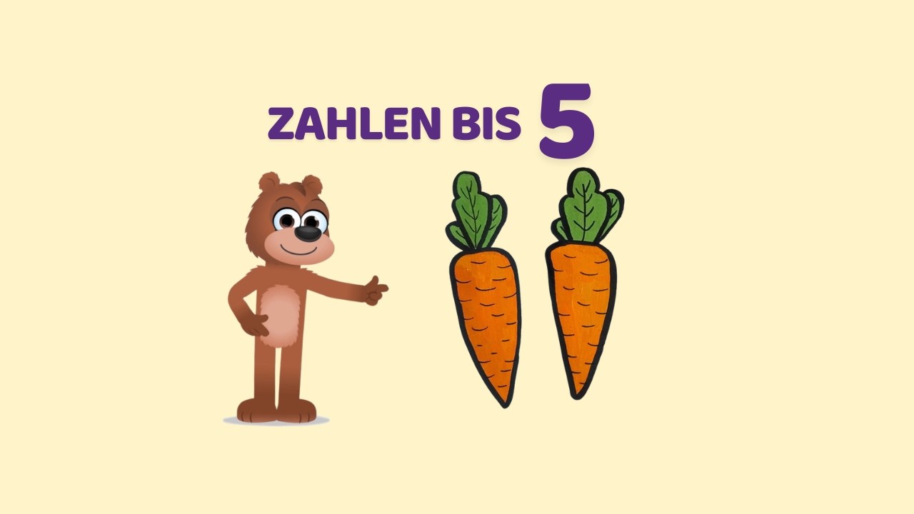 Zähl mit Didi bis Fünf! Orange Karotten.