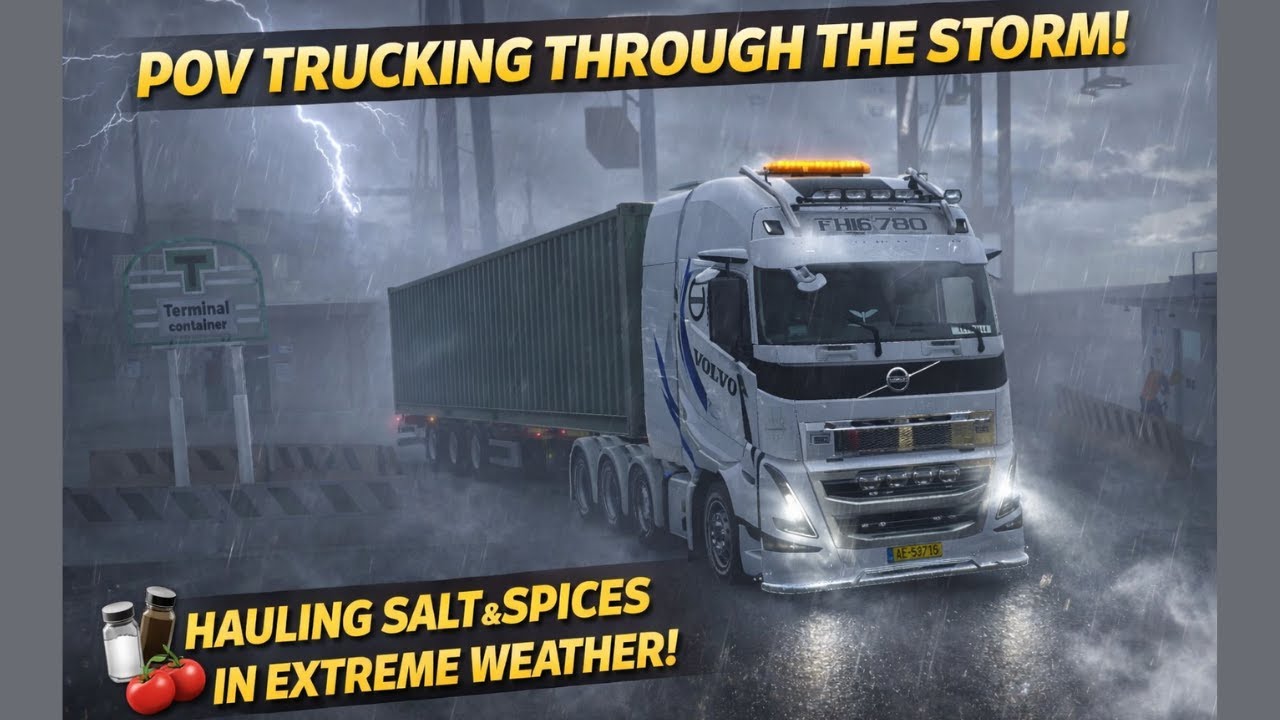 POV Drive: Volvo FH16 780 Hauling Salt & Spices in Storm, Fog & Thunder | ETS2