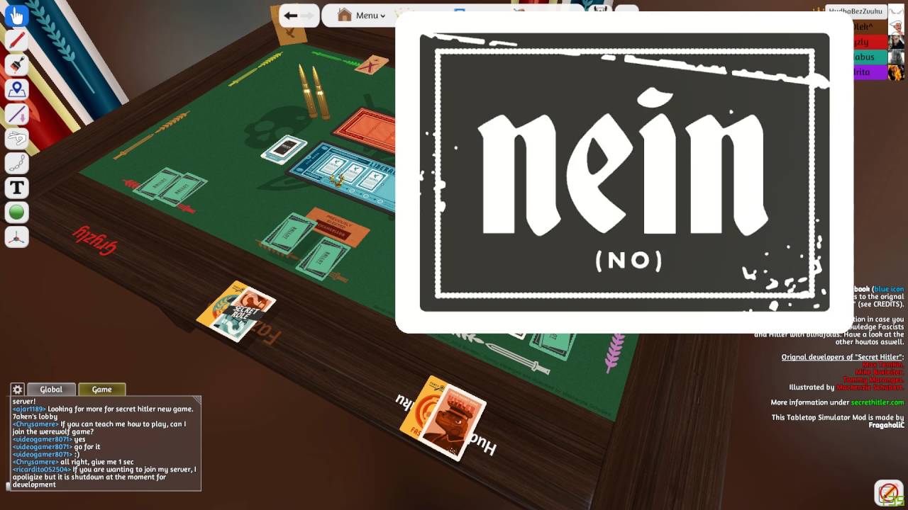Tabletop Simulator - Secret Hitler [CZ / Česky] +Vlada +Gryzly +Fazolek +Pedrita