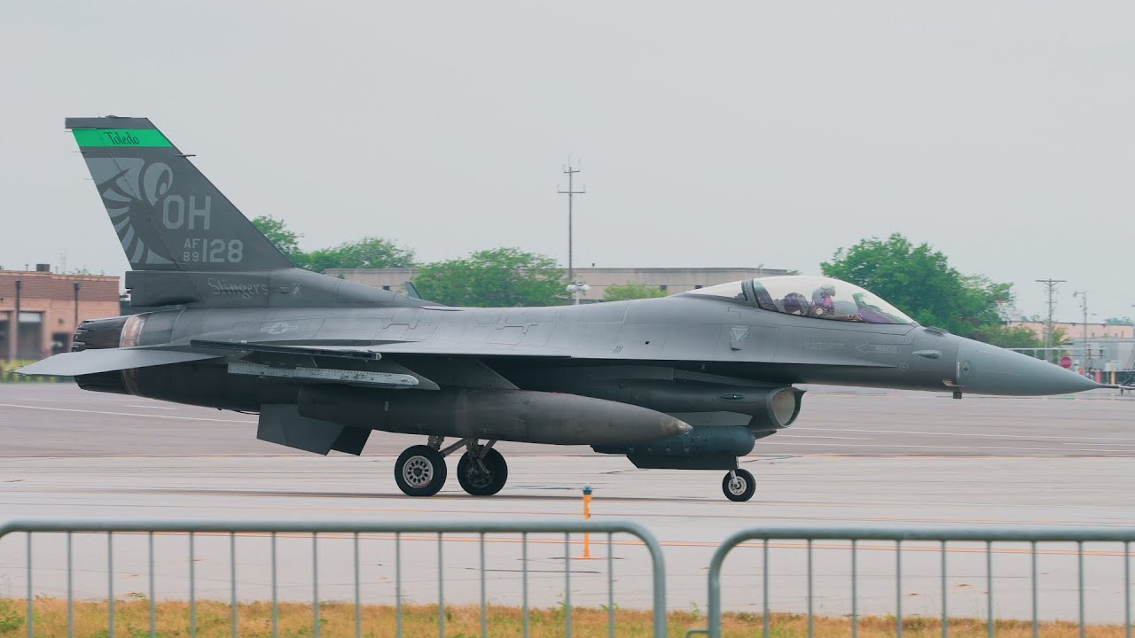 (4K UHD) Rickenbacker Air Show 2023 - ANG 180th FW F-16 Arrivals