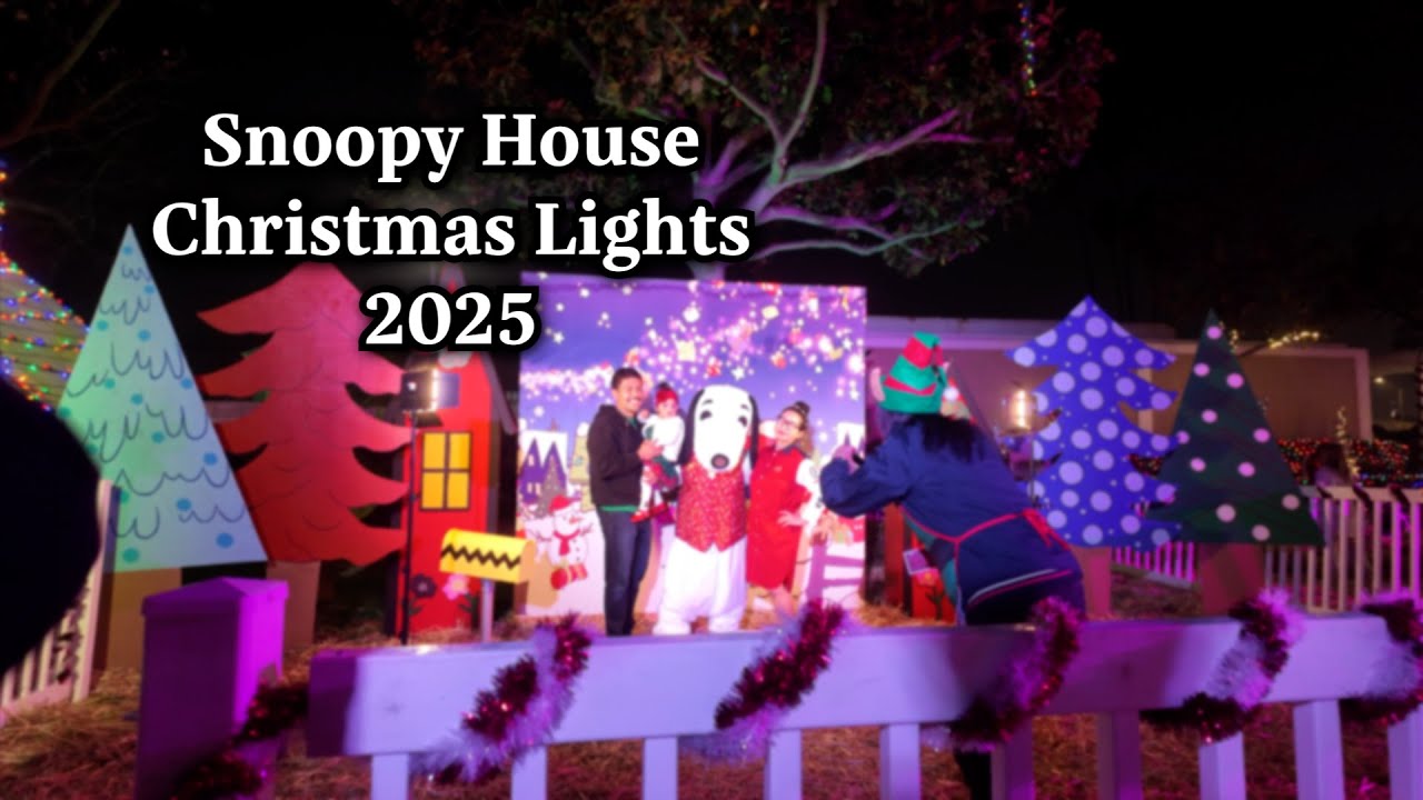 Snoopy House Christmas Lights 2025: Costa Mesa 4K ASMR Walking Tour