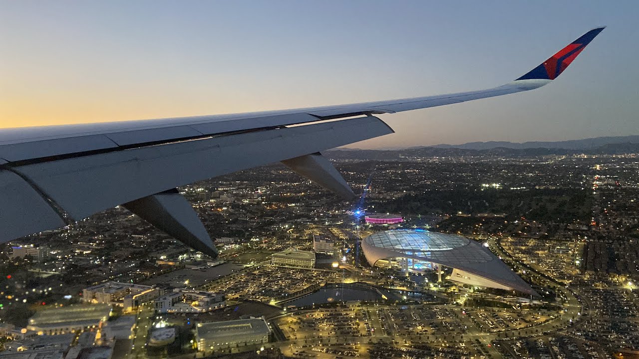Delta Airlines Airbus A350-900 landing at Los Angeles (LAX)