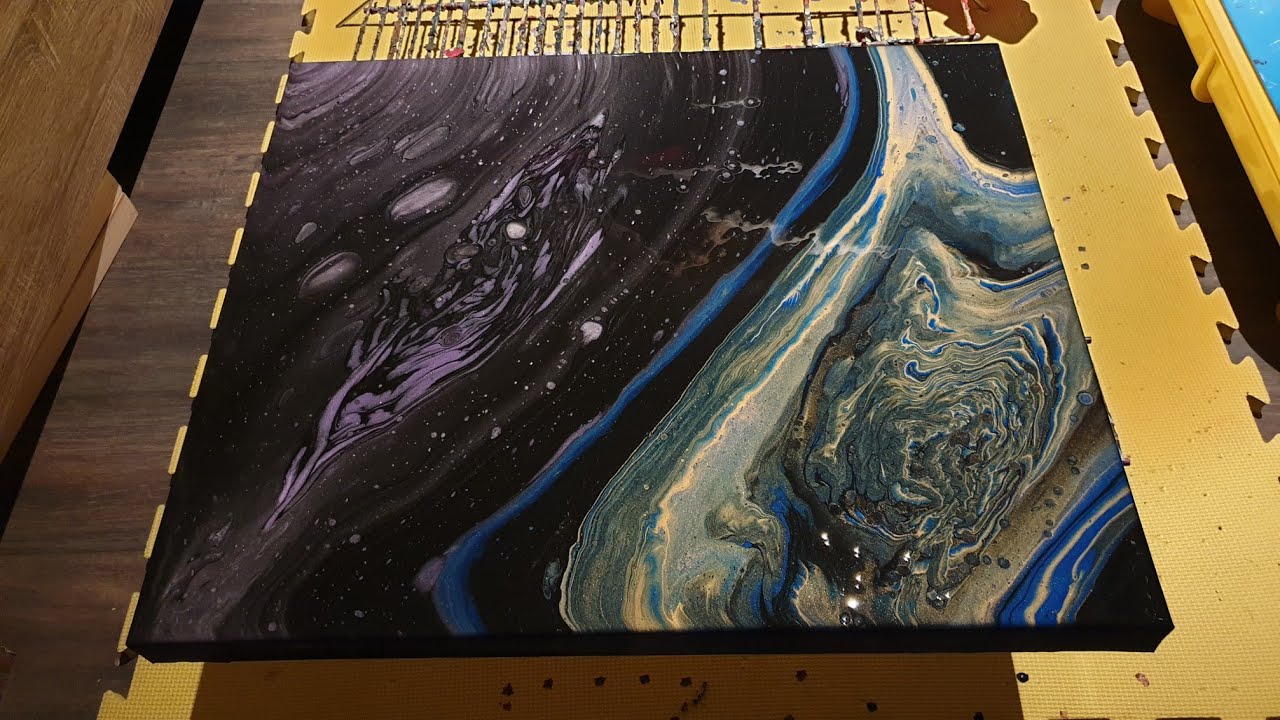 Acrylic pouring big canvas. New Technology 😍   Акриловая Заливка большой холст Новая техника #0274
