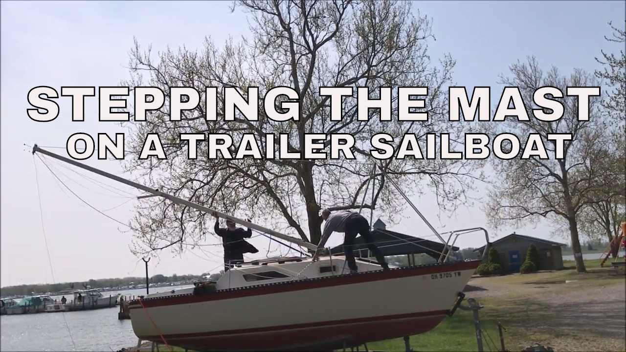 58 Sailing Pau Hana - Raising the Mast on a 22 foot Hunter Sailboat. Mast Stepping.