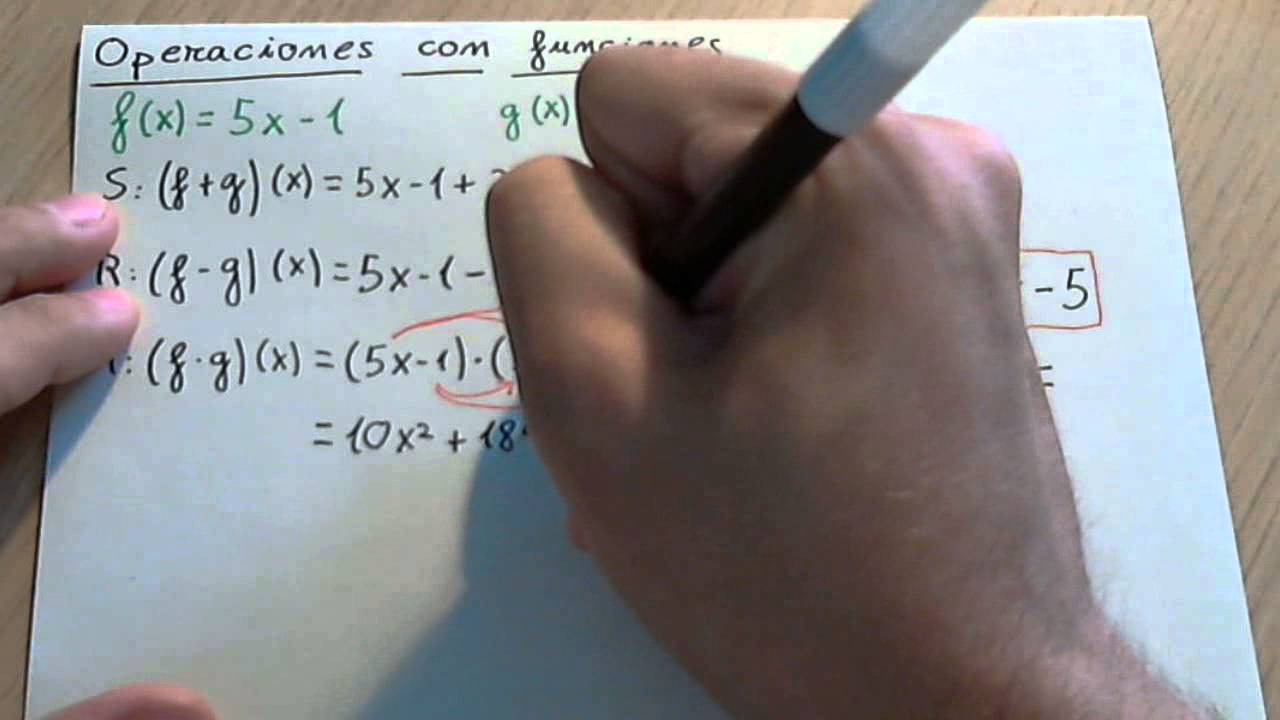 Operaciones con funciones: suma, resta, multiplicaci&oacute;n y divisi&oacute;n