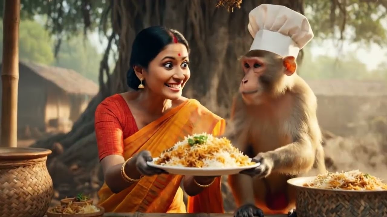 7 भारतीय बंदरों ने इंसानों के लिए खोला ढाबा 🐒🍛| Indian Monkeys Opened a Roadside Hotel