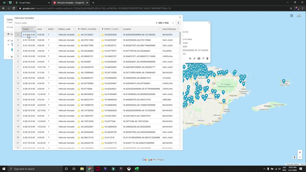 Cómo crear mapas en Google Maps utilizando una tabla de Excel.