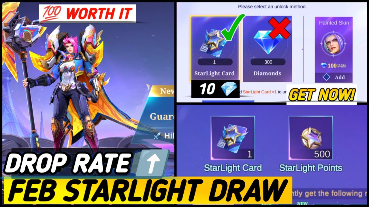 I GOT FEBRUARY STARLIGHT FOR ONLY 100 💎?! 😱 | STARLIGHT LUCKY DRAW (DROP RATE TEST)! - MLBB