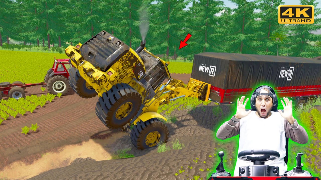🤠محاكي الزراعة #38  اختبار صعب لودر كبير في رفع حموله 45 طن في الطين 🔥🔥#فلاح جيمر