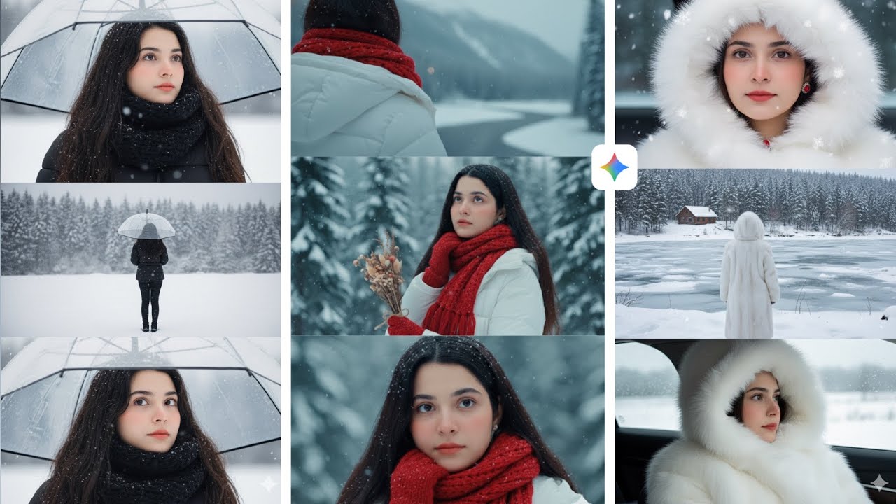 3 layer snowfall photo editing | instagram viral 3 layer ai photo editing | Google Gemini prompt