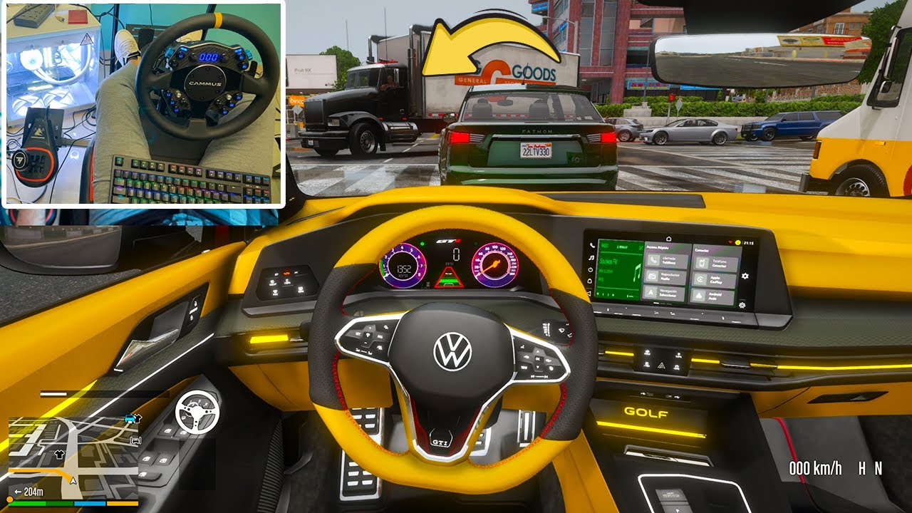 GTA 5 - Uber Driving with Volkswagen Golf GTI | Steering Wheel Gameplay