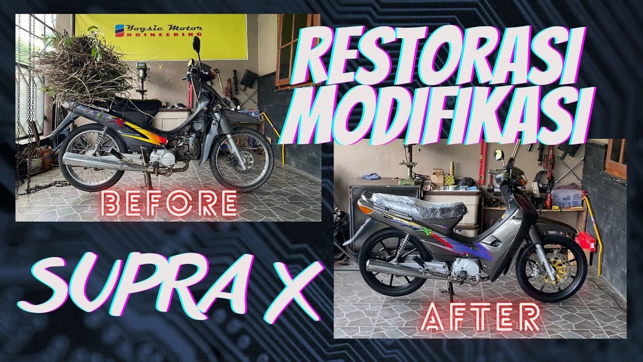 Restorasi Modifikasi Honda Astrea Supra X 100 Tahun 2000 Warna Abu-abu