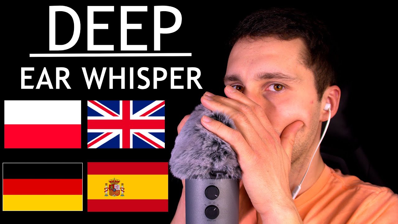 ASMR Extremely Close Up Ear to Ear Whisper in Different Languages (Polish, English, German, Spanish)