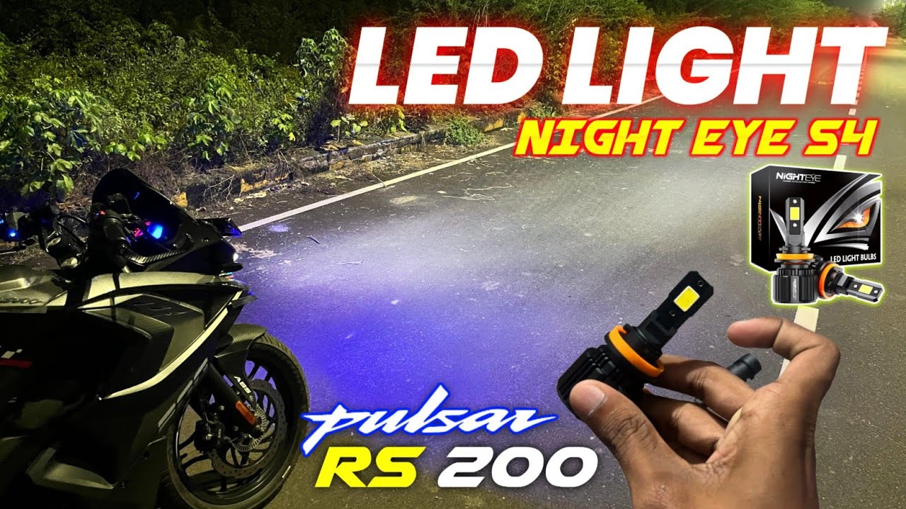 Best White LED Headlight for Bajaj Pulsar RS 200 | Night Eye S4 H11 Installation & Review | Modified