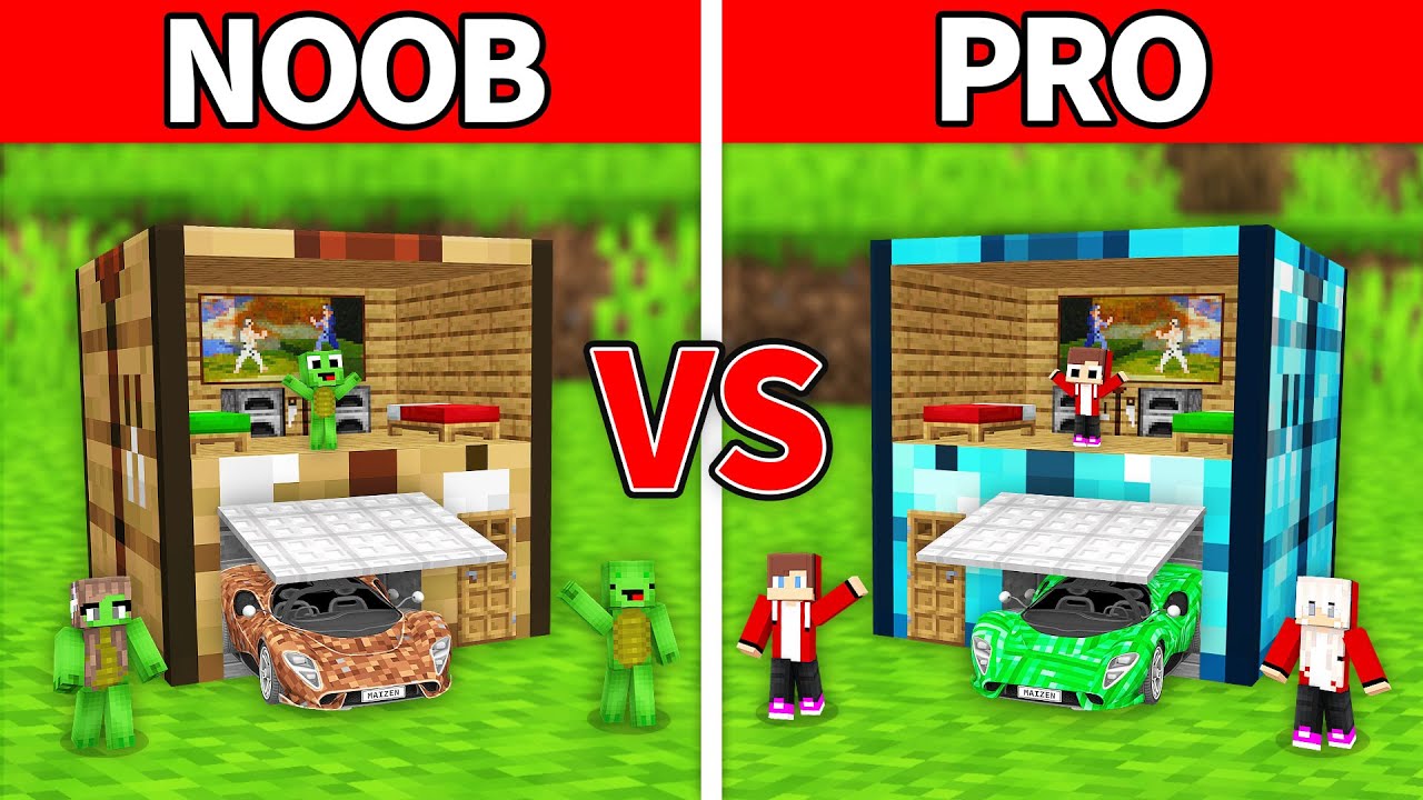 Mikey Family & JJ Family - NOOB vs PRO : Workbench House Build Challenge in Minecraft (Maizen)