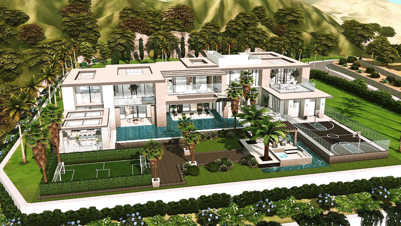 Huge Modern Celebrity Mansion l The Sims 4 Speed Build I CC