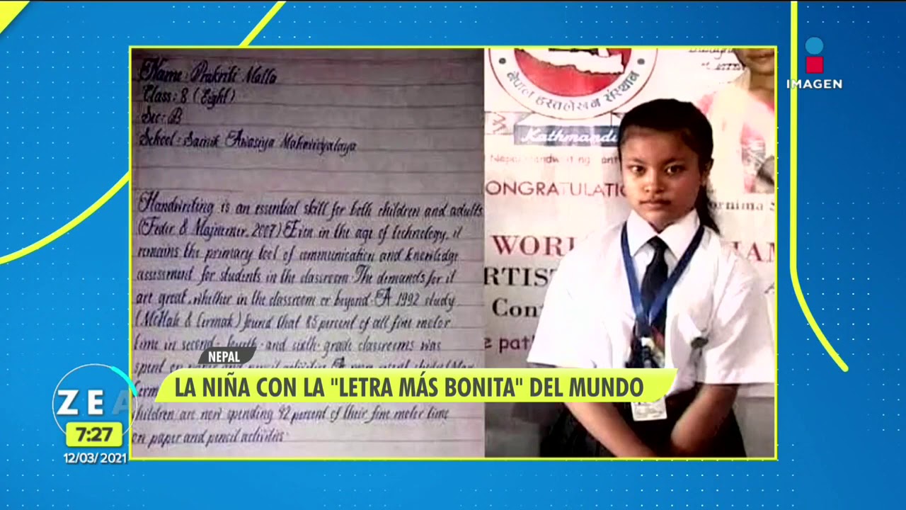 Ella es la ni&ntilde;a con la letra m&aacute;s bonita del mundo | Noticias con Francisco Zea