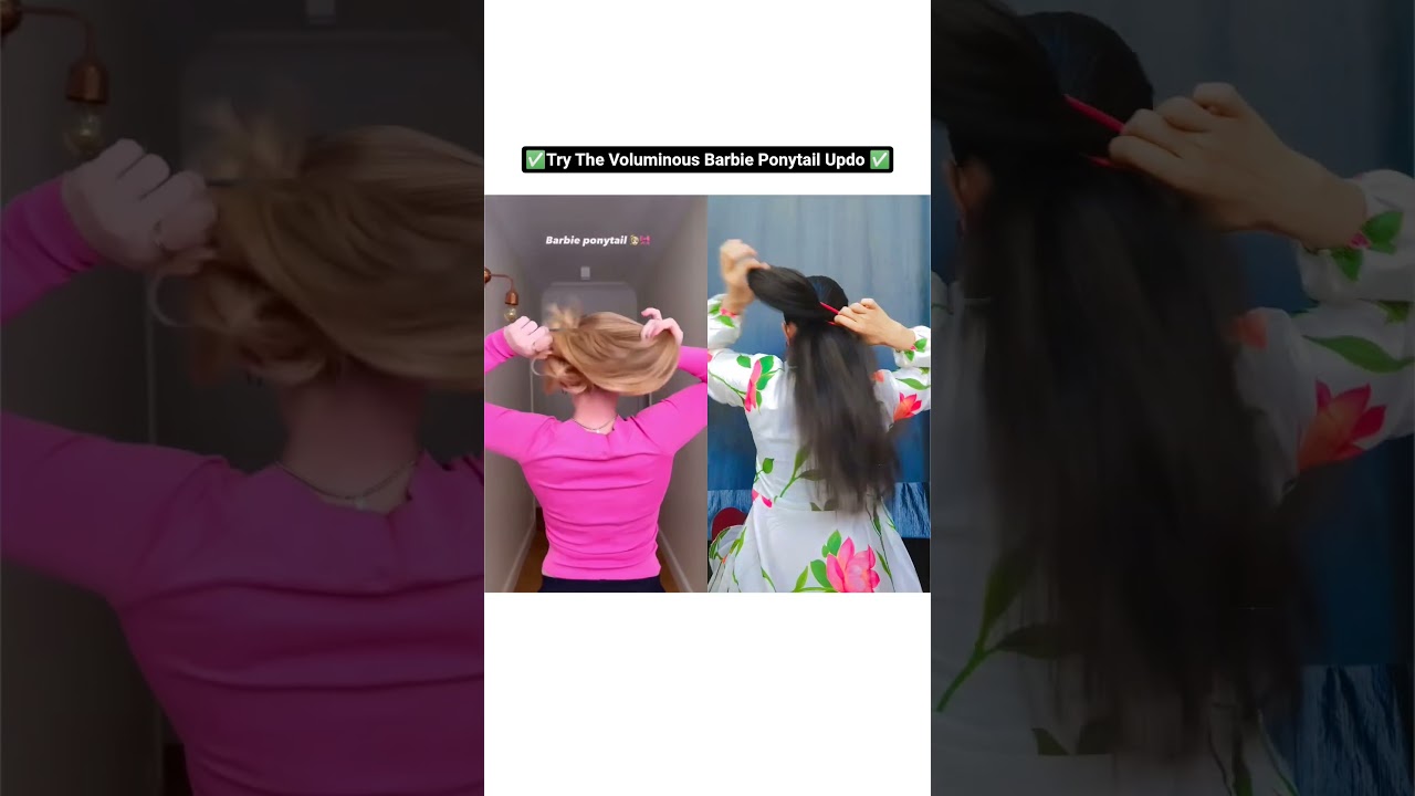 Easy Voluminous Barbie Ponytail Updo in 10 Sec ✅#newpost #viral #ponytail #barbie #hairstyle #shorts