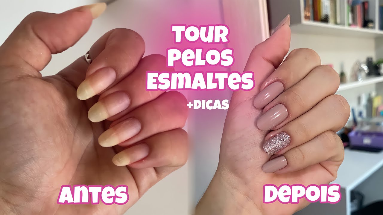 rotina de cuidados com as unhas + tour pelos meus esmaltes