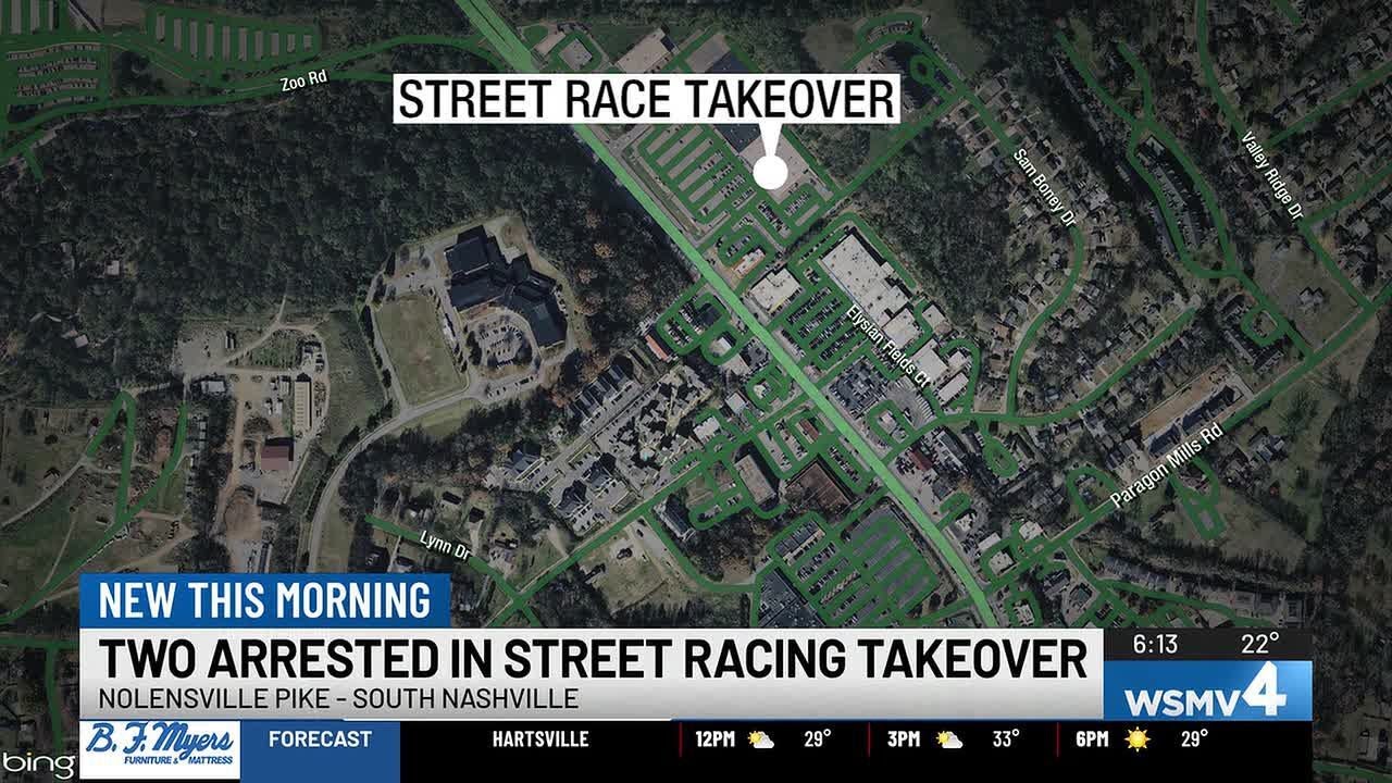 Nashville Police officers broke up a large street racing meetup