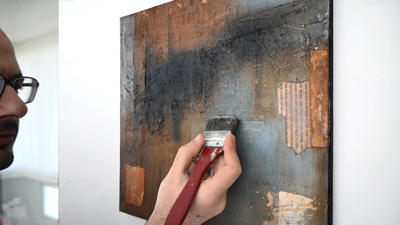 DIY Effekt Struktur! Easy Abstract acrylic painting techniques - Meditative - Layering - mixed media