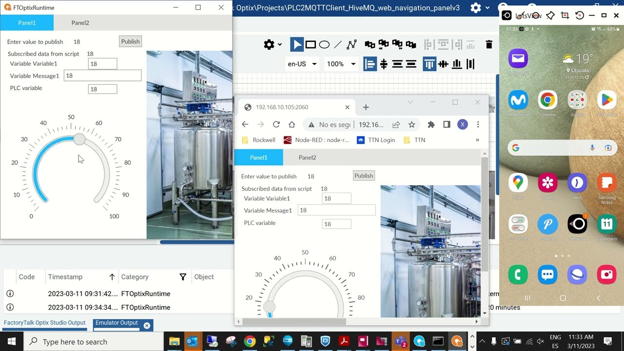 FactoryTalk Optix responsive web interface with multiple users on different screens
