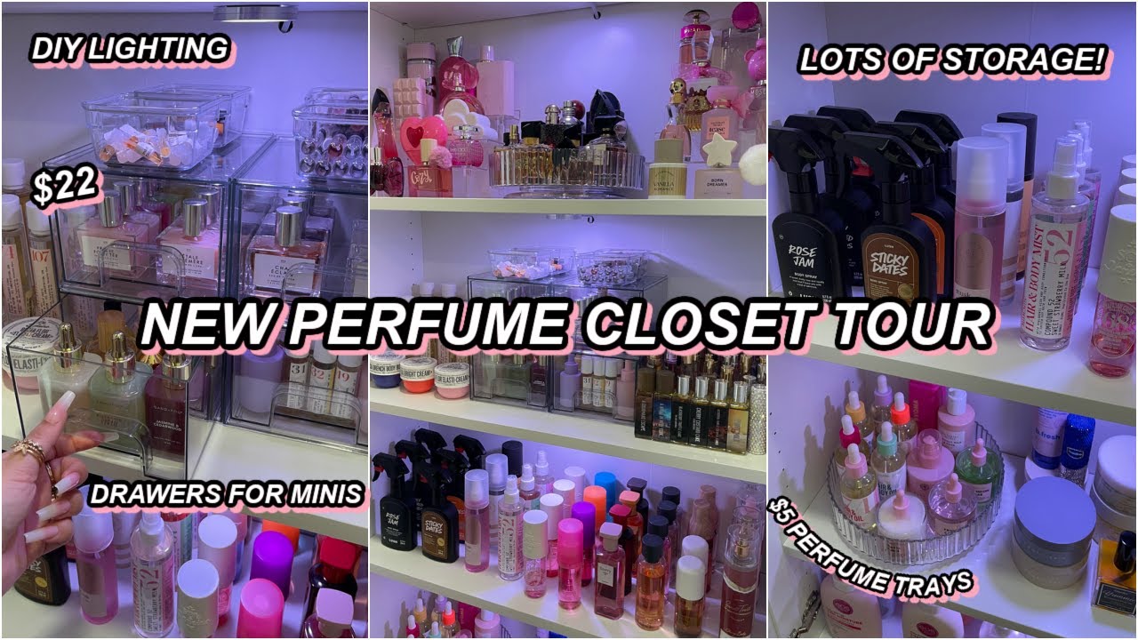NEW PERFUME DISPLAY 🎀💓🧴| FRAGRANCE & BODY CARE CABINET SET UP WITH LIGHTING