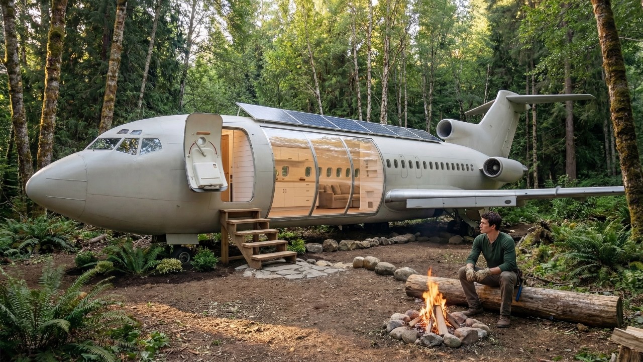 He Turned an Abandoned Airplane into a Secret HIDDEN Forest Home — Solo Off-Grid Build (ASMR) (#1)
