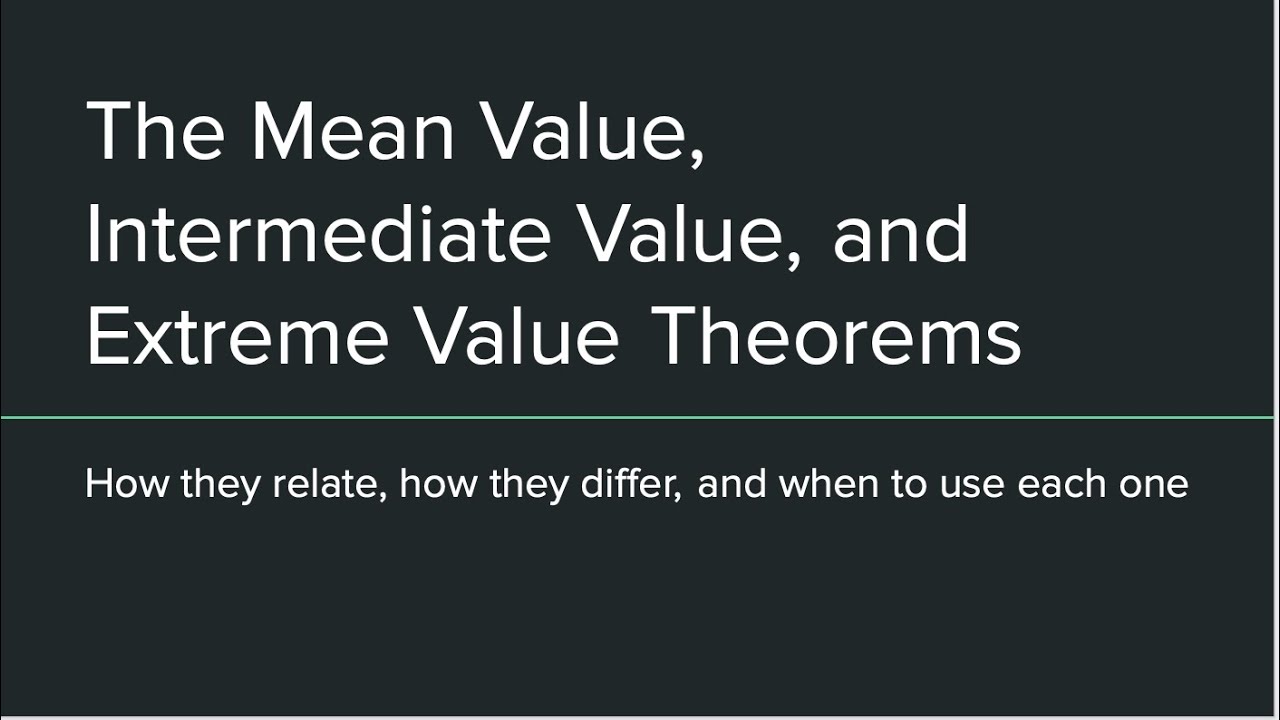 The Mean Value, Intermediate Value, and Extreme Value Theorems: Differences, Similarities, and Uses