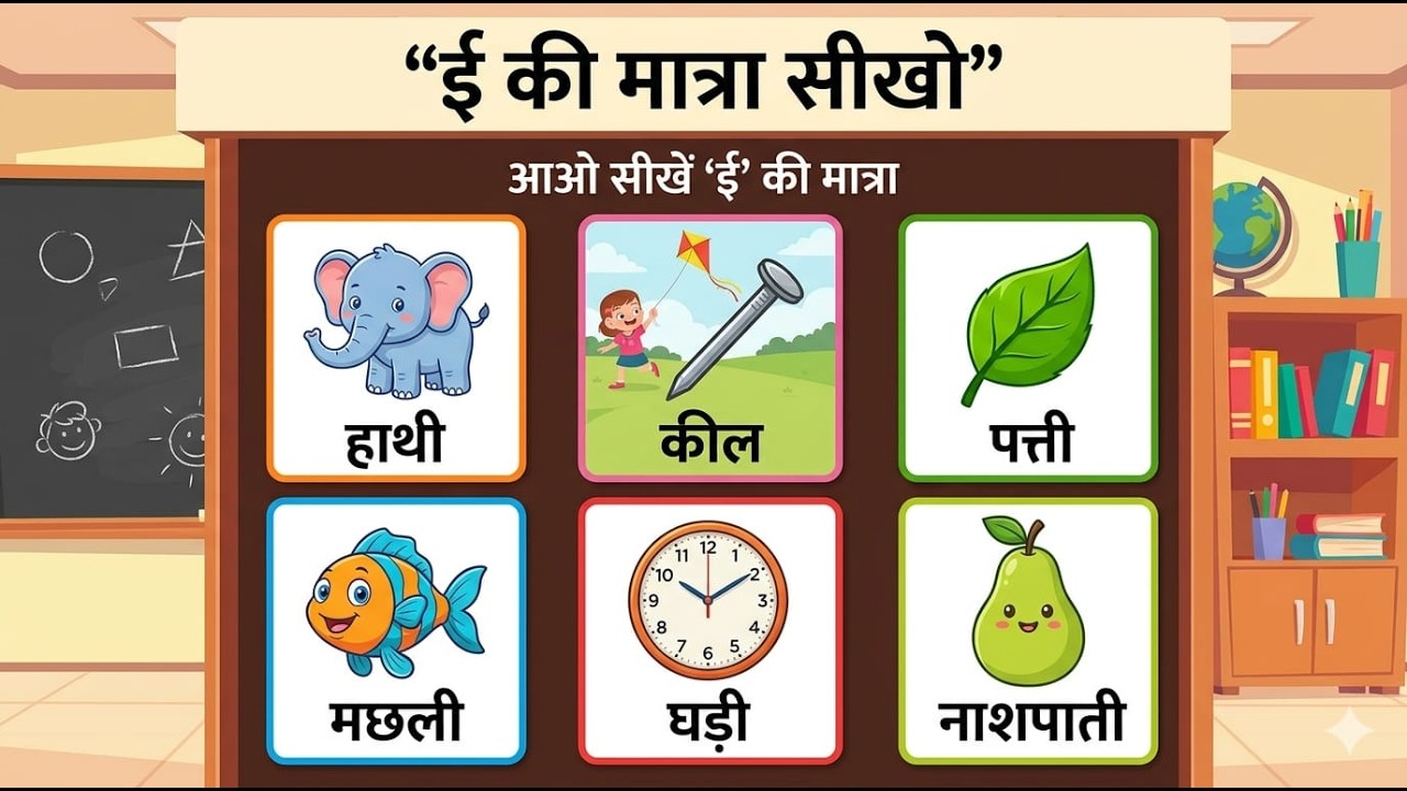 बड़ी' ई ' की मात्रा | badi ई ki matra | hindi video| बड़ी ई की मात्रा कैसे लगाएं।