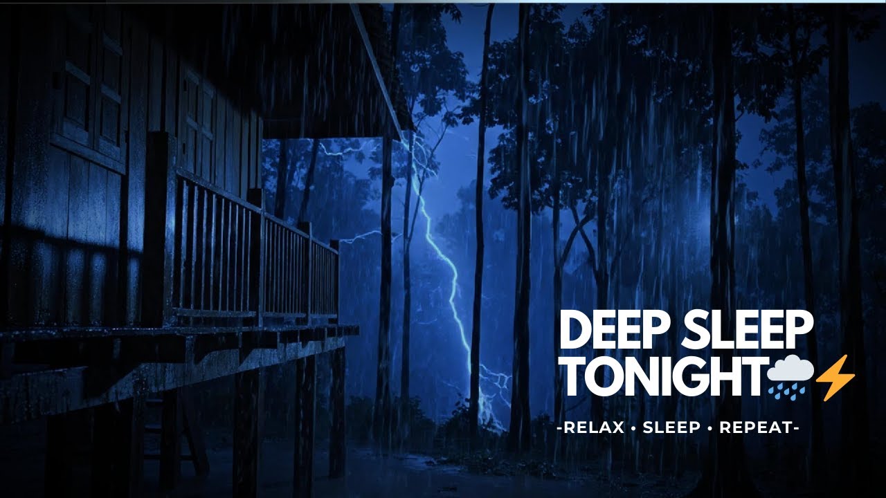 Fall Asleep Fast to Heavy Rain & Thunder 🌧️ | Cozy Cabin in the Forest