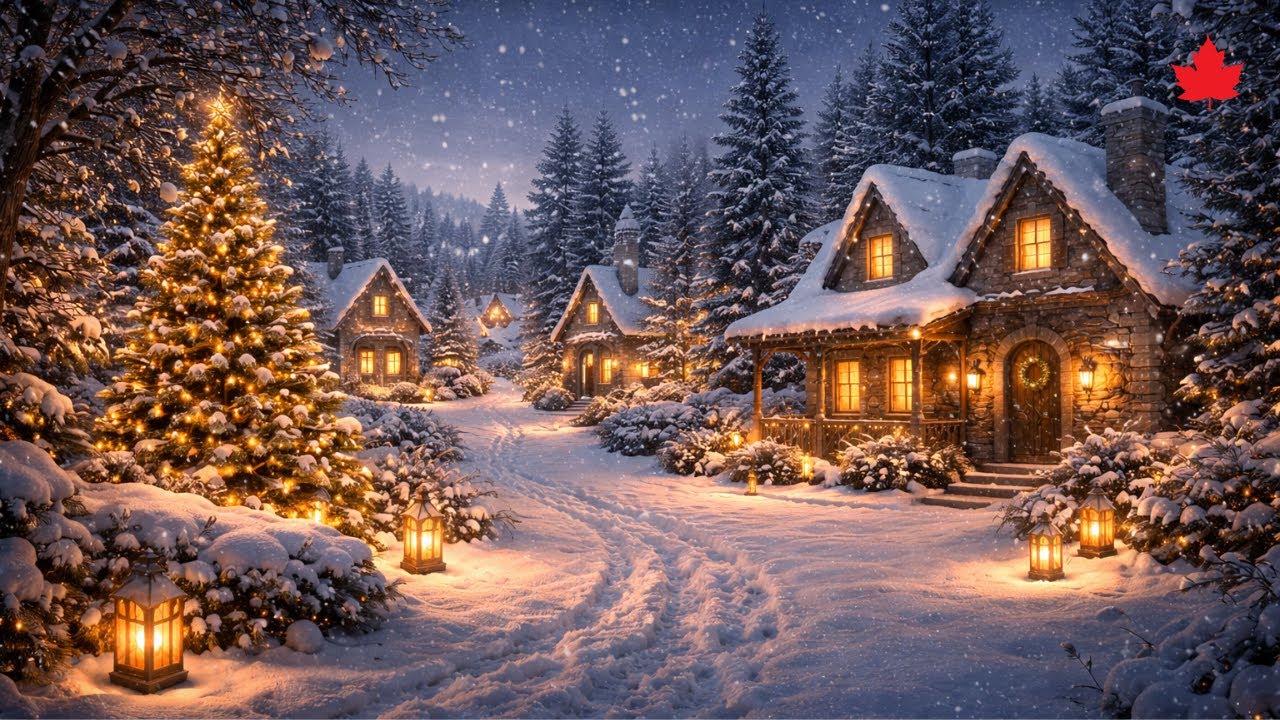 ❄️ Snowy Village Night Ambience ✨ Soft Piano to Relax, Unwind & Fall sleep 🎹🌙