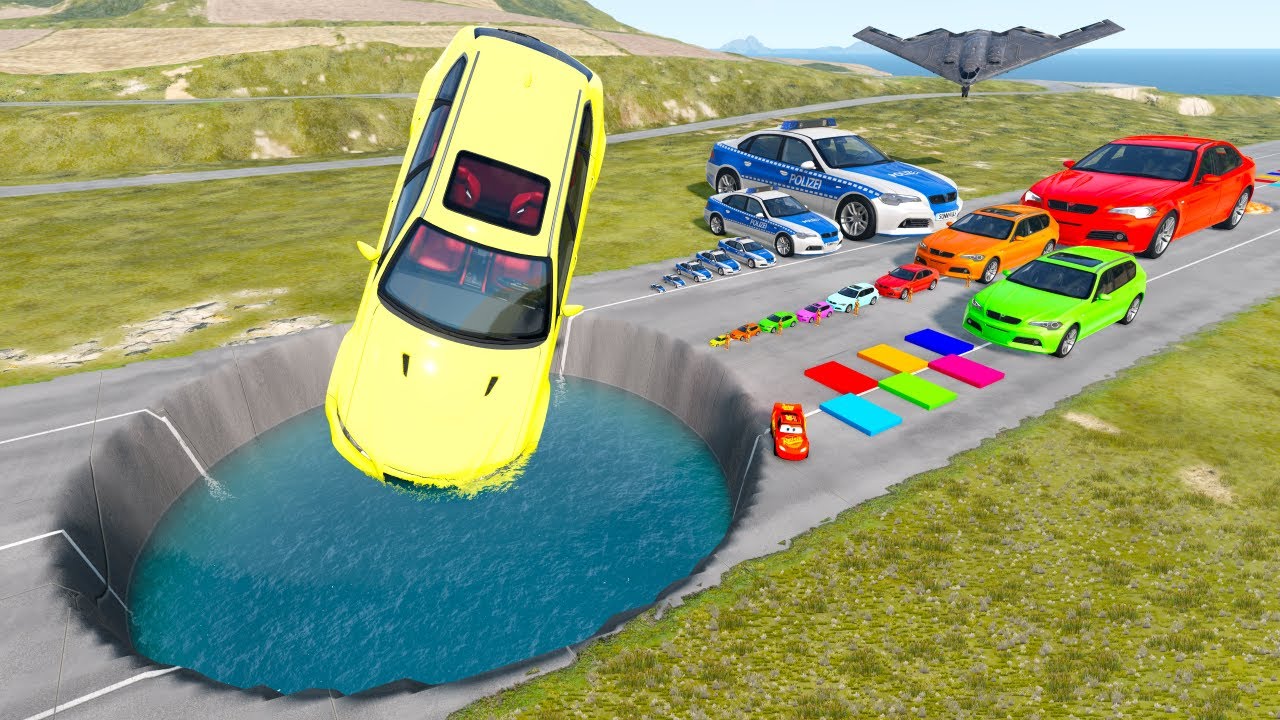 BIG & SMALL CARS vs GIANT PIT #178 - BeamNG.drive Ninja BeamNG !