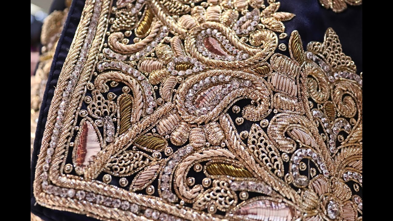 AR-208 Wedding Wear Designer Saree || Zardozi Work || Stone Work ||Navy Blue||Arang Saree||Hand Work