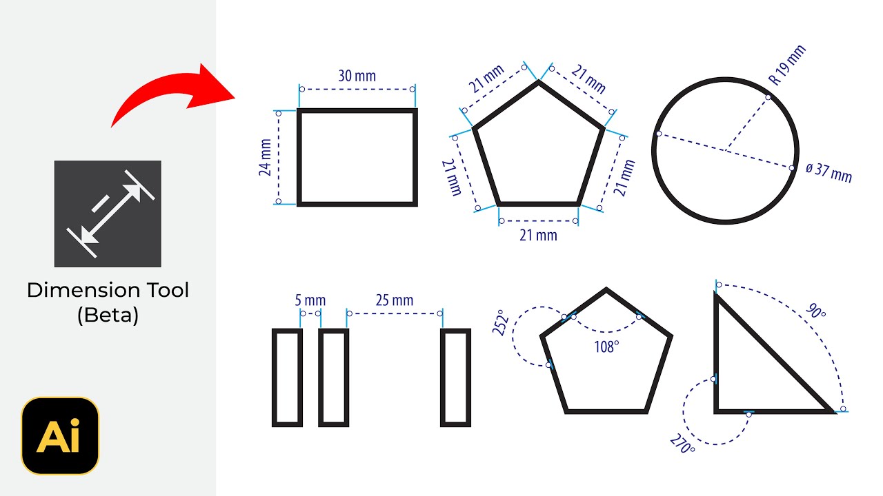 New, Mastering Dimension Tool in Adobe Illustrator 2024