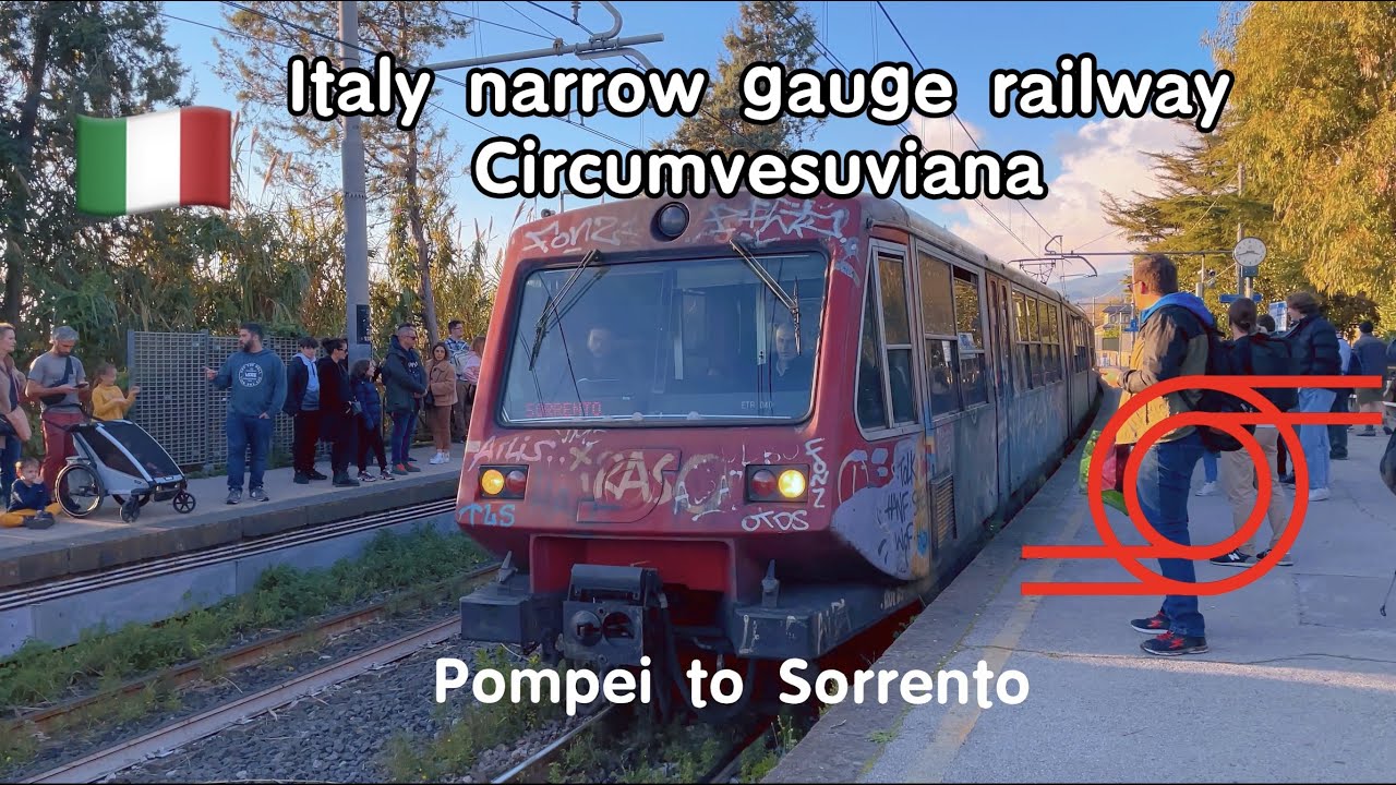 Circumvesuviana train from Pompeii to Sorrento | Italy Naples narrow gauge railway | cab ride
