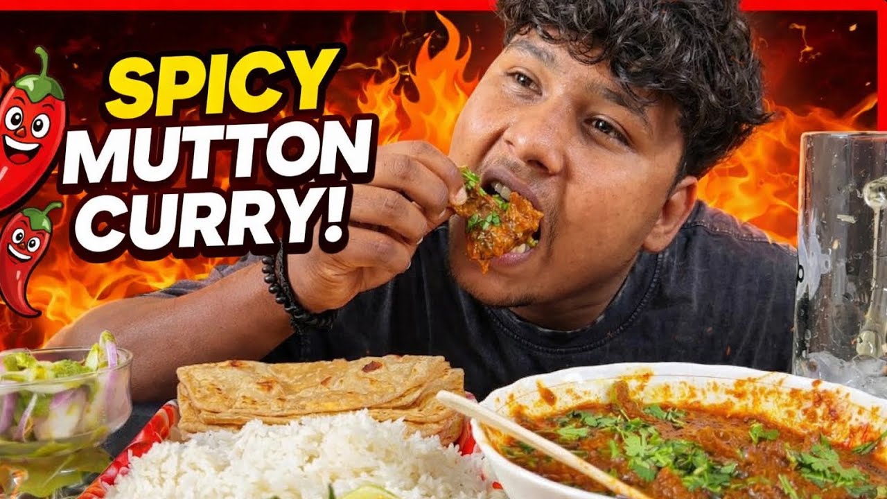 Eating spicy🌶️Mutton curry with prantha & Rice #mukbang #asmreating #asmr #explore #muttoncurry 