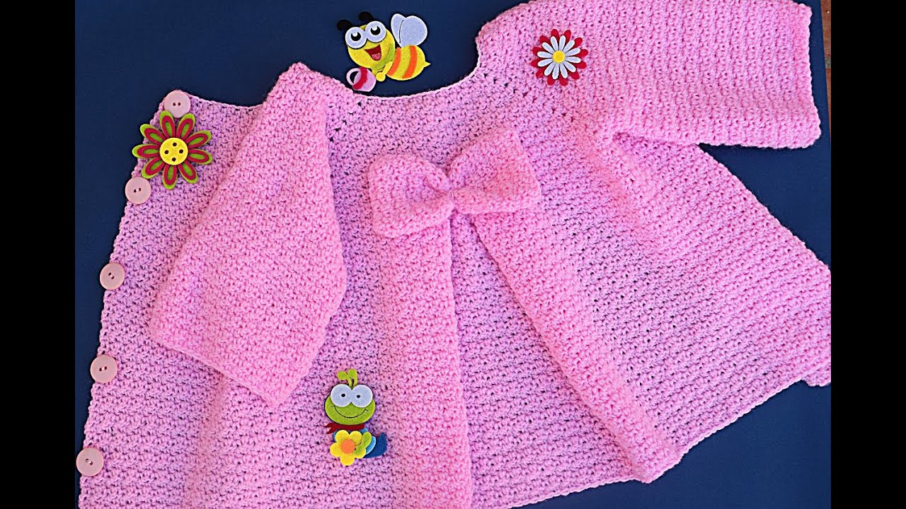 Abrigo de niña a crochet  Majovel muy fácil #crochet #ganchillo