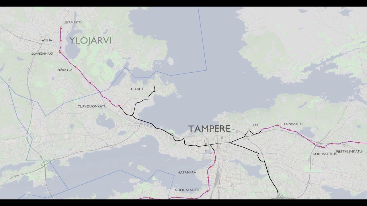 Tampereen raitiotien seudullinen yleissuunnitelma 2021: havainnevideo