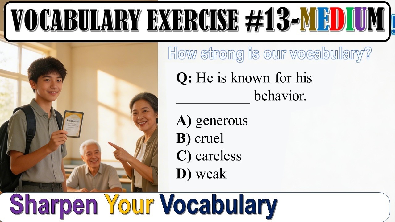 Vocab exercise 13: Sharpen Your Vocabulary : MEDIUM level