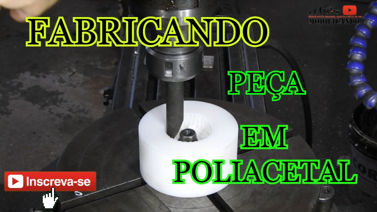 PEÇA EM POLIACETAL PARA MAQUINA RECRAVE - USANDO TORNO E FRESA
