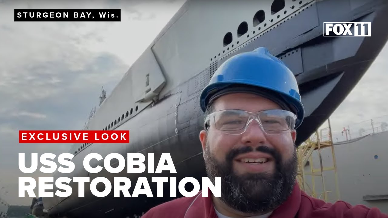 Live from UNDERNEATH the USS Cobia in dry dock! Restoration of historic sub underway in Sturgeon Bay