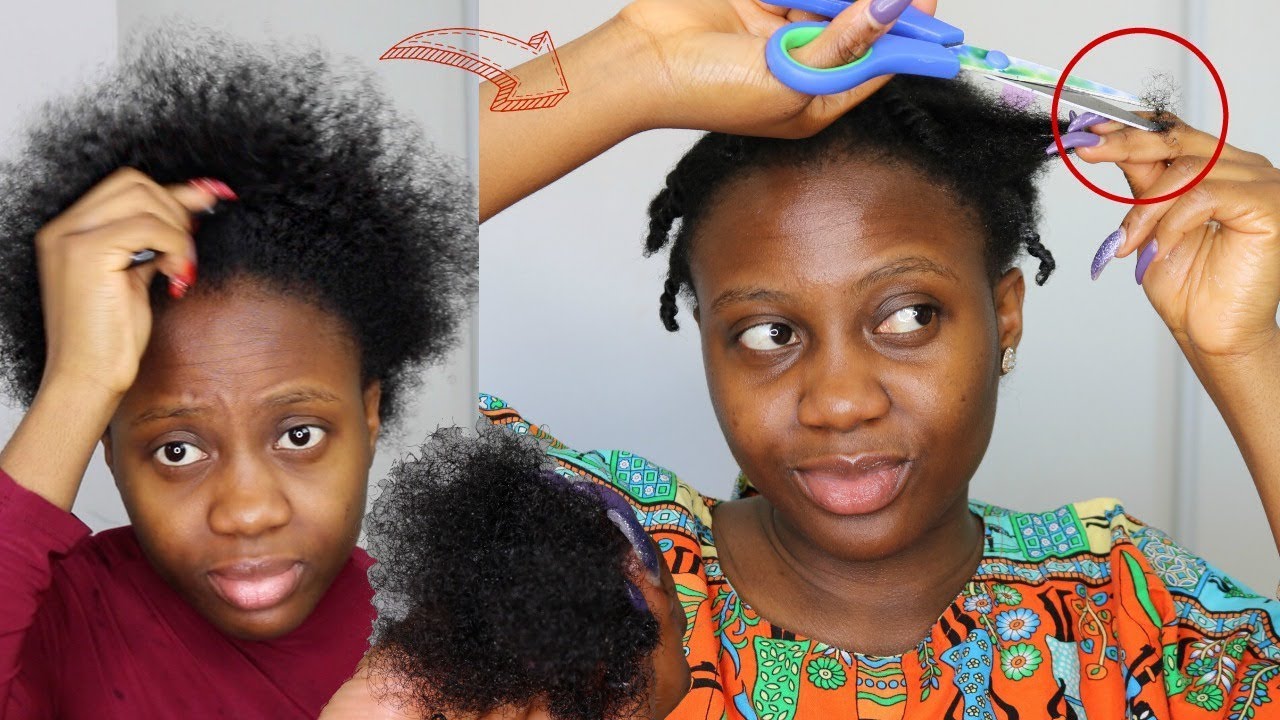 WATCH ME TRIM MY SHORT 4C NATURAL HAIR | CUT SPLIT ENDS