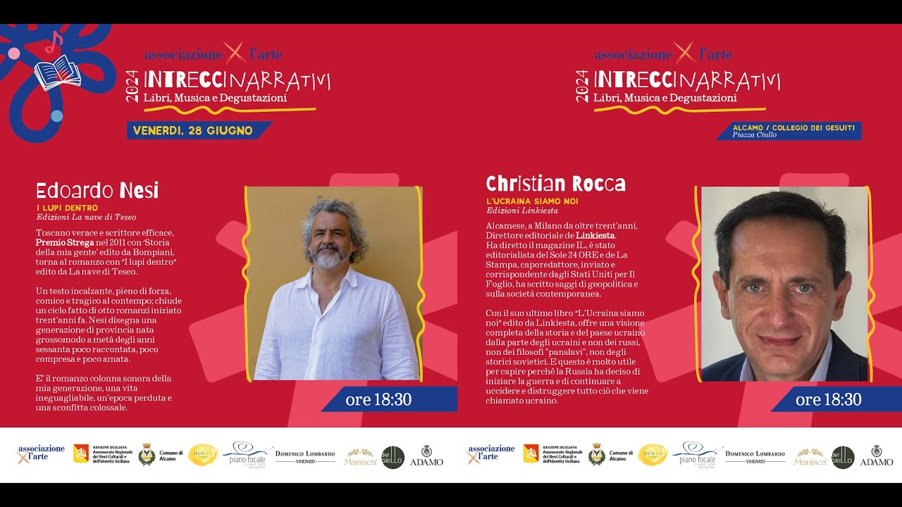 Venerd&igrave; 28 giugno 2024  Edoardo Nesi / Christian Rocca. Collegio Gesuiti Alcamo