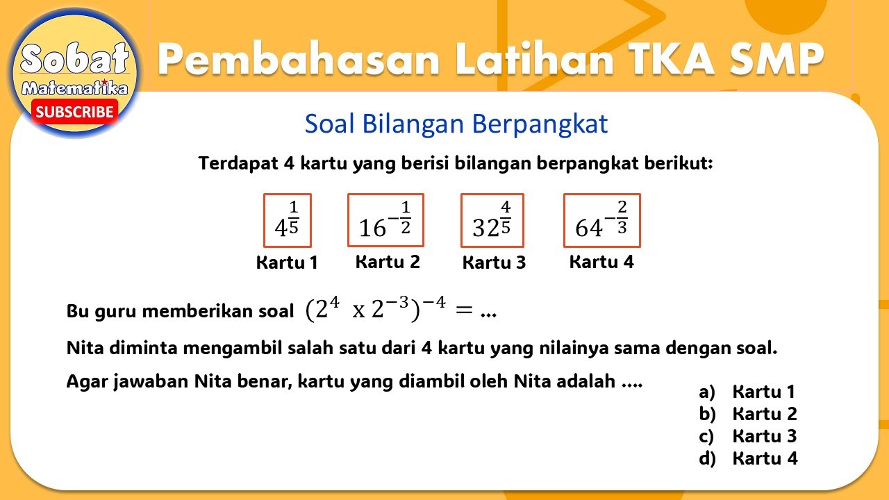 Soal Bilangan Berpangkat Pembahasan Latihan Tes Kemampuan Akademik TKA SMP #tkasmp #matematikasmp