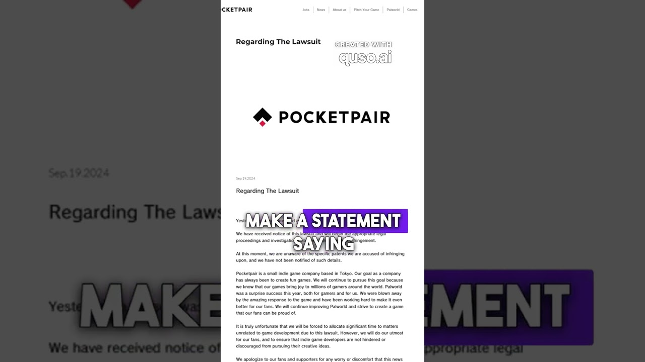 nintendo's lawsuit against pocket pair  #GameDrama