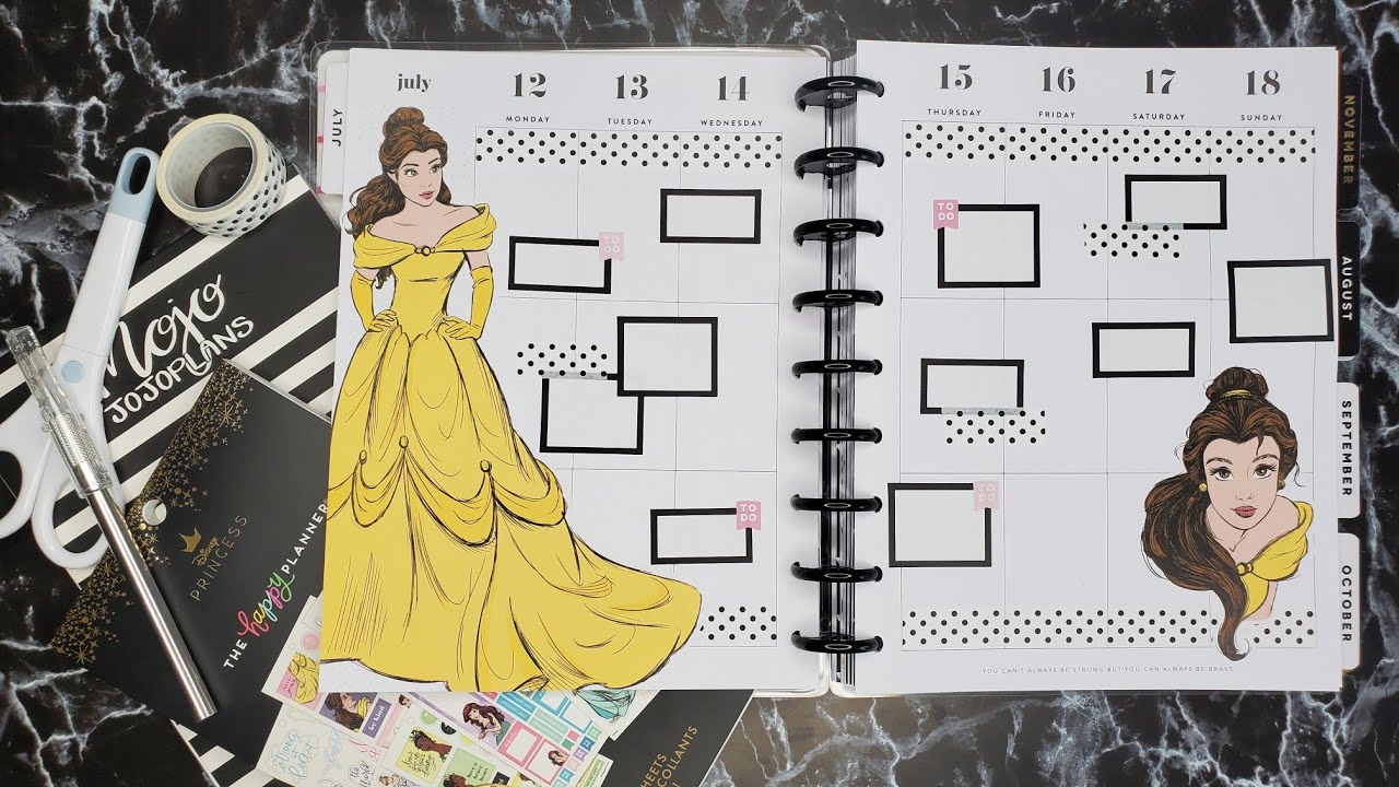 Plan With Me | Classic Vertical Happy Planner | Disney Princess Strong At Heart: Belle