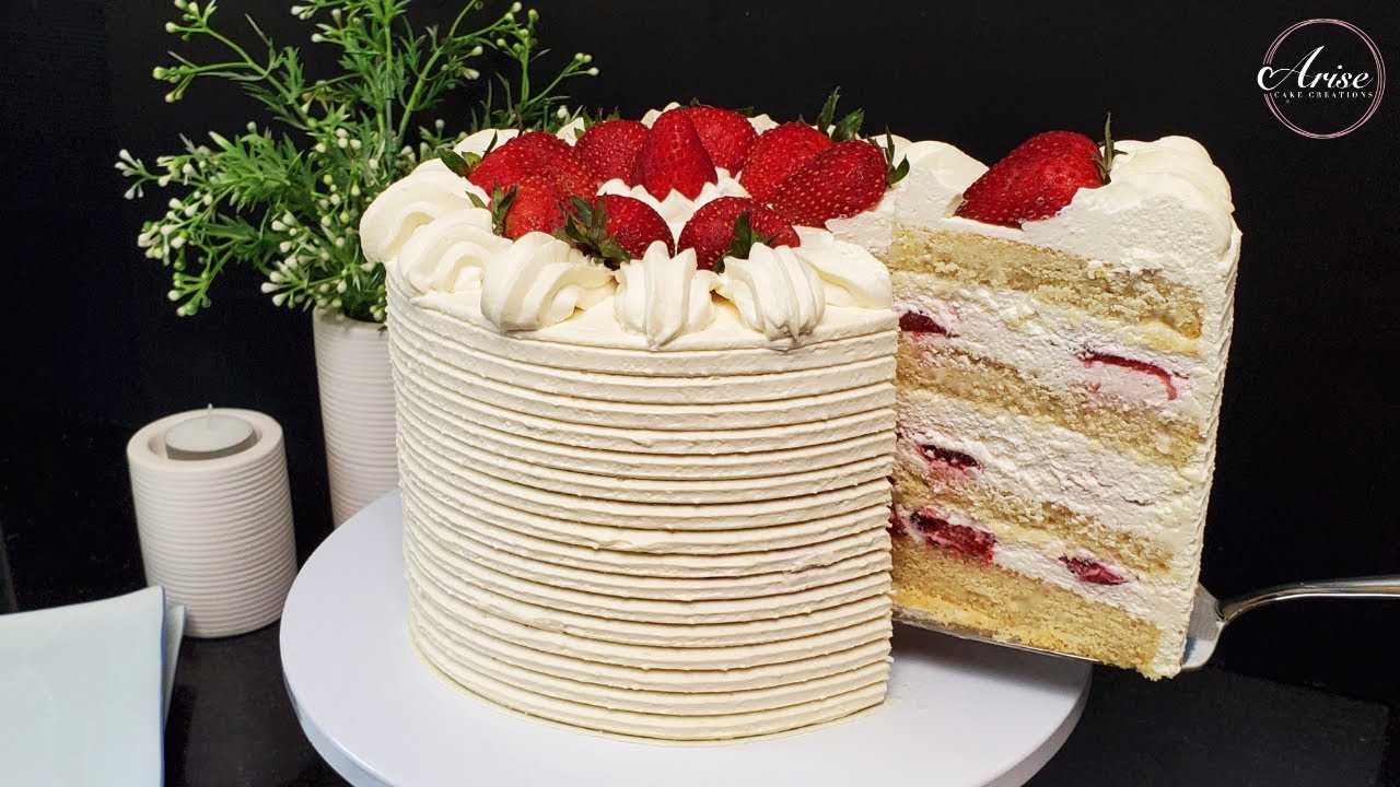 Strawberry And Cream Layer Cake | With Delicious Stabilised Whipped Cream
