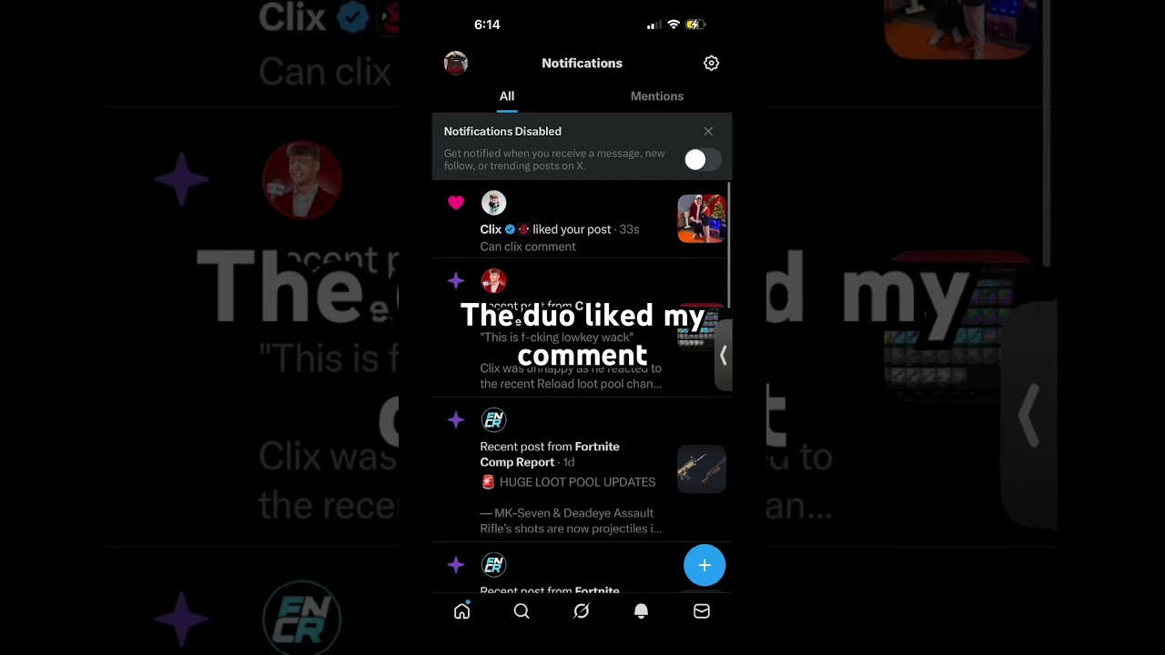The duo liked my comment#fortnite @Clix @Clix-VODs @ClixLive @Clix-Reacts @HiggsFN @XSETHiggs@XSETtv