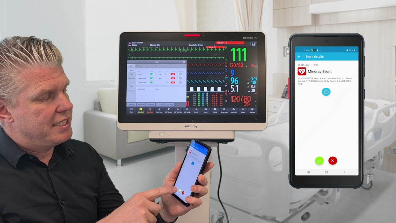 Demo Mindray BeneVision patient monitor and IQ Messenger SmartApp